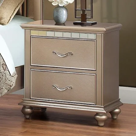 Transitional Night Stand with Crystal Inserts
